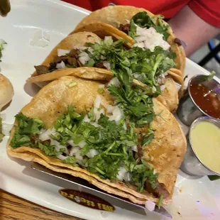 three tacos on a plate