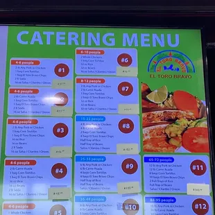 Catering menu