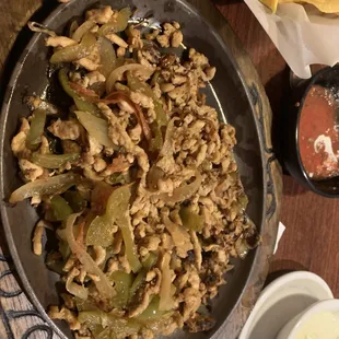 Chicken fajita's with the smallest little scraps of chicken. Not good at all.