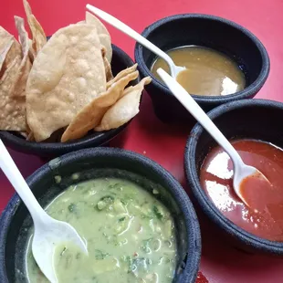 Tres salsas , everybody gets these with their meal.