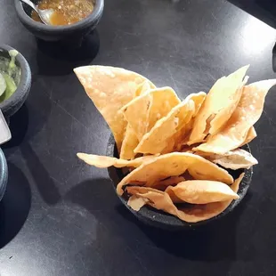 Yummy  chops and salsa, 3 kinds