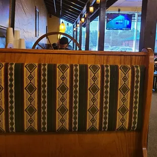 Booths have canopy above them