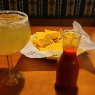 Margarita, chips and salsa