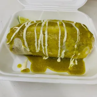 Regular Burrito with Verde Sauce