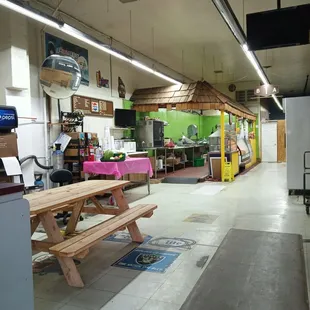 Inside dining area and store coming along