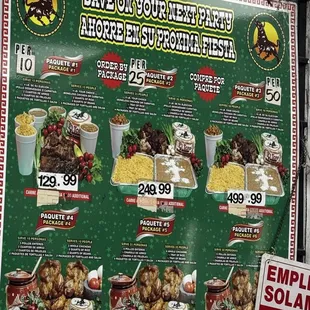 Catering menu Jan 2025