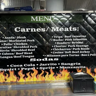 Meat options and drinks