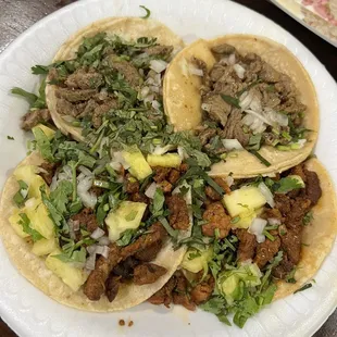 Asada (Top) &amp; Al Pastor (Bottom) Tacos