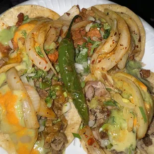 Front left asada front right carnitas