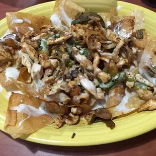 Fajita chicken nachos are my favorite.