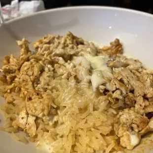 Chicken &amp; Rice with Cheese Sauce
