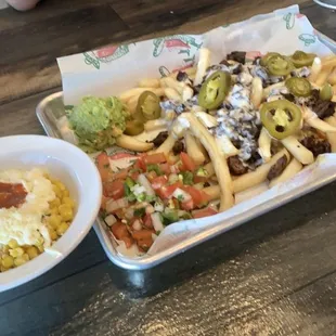 Carne asada and fries and esquite love it