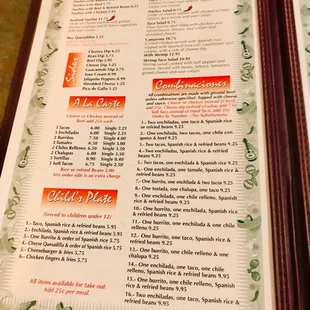 a menu for a mexican restaurant