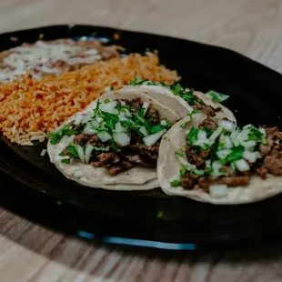 Street Tacos w/ rice &amp; beans