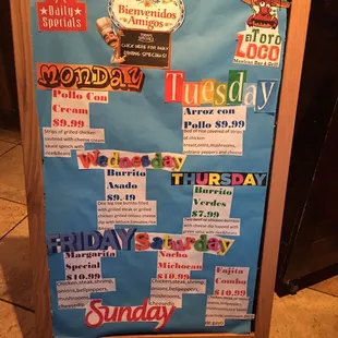Dinner daily specials