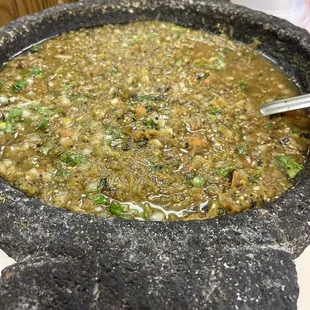 Fresh Daily made molcajetes salsa ..