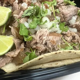 Carnitas con quetitos and hand made tortillas