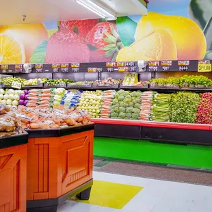 a fruit and vegetable section