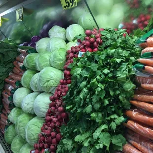 carrots, lettuce, and cabbage