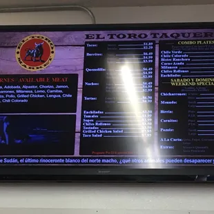 menu