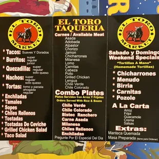 menu