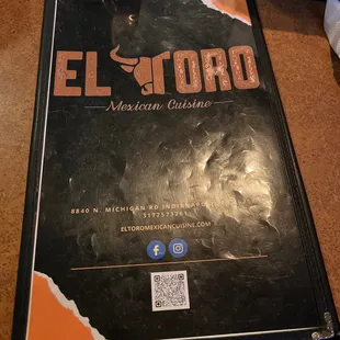 a menu on a table