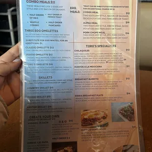 Breakfast menu