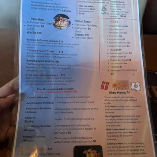 Breakfast menu