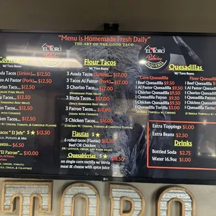 Full menu