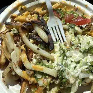 Under cooked yet burned fries.