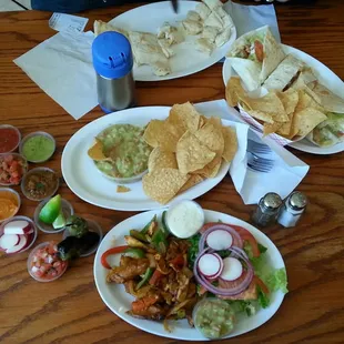 Burrito, quesadillas, fajitas, chips, guacamole, and salsas galore!