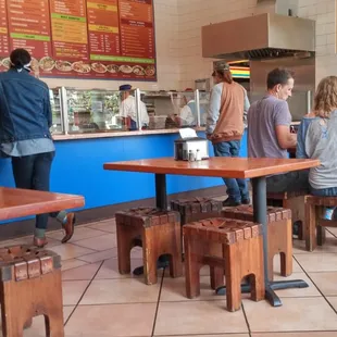 Yummy choices quick service and Mexican refrescos to drink. Plus outlets to charge your phone. What more can you ask?