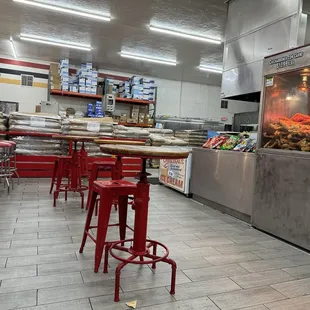 Low table eating area inside.