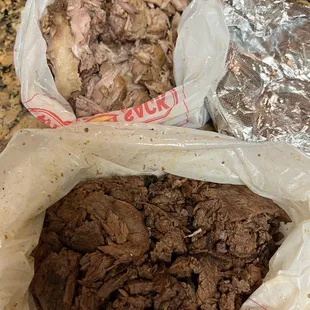 Asada in the front and carnitas in the back