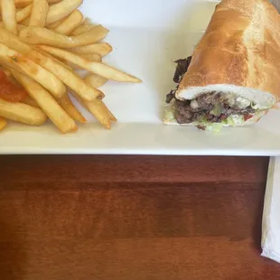 a sandwich and french fries
