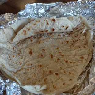 Hot, fresh, flour tortillas.