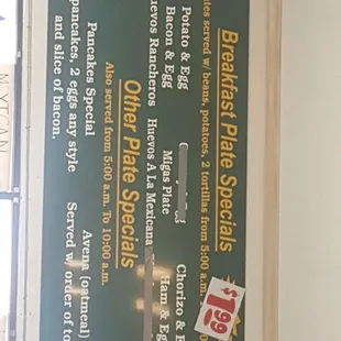 Breakfast specials