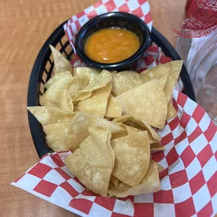 Freshly made chips and salsa