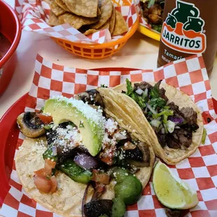 Steak and vegetable tacos