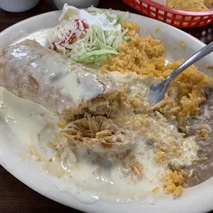 Best Chimichanga I have ever tasted.  The seasoning on the chicken is so good.