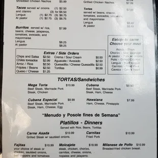 Part of the menu we offer
