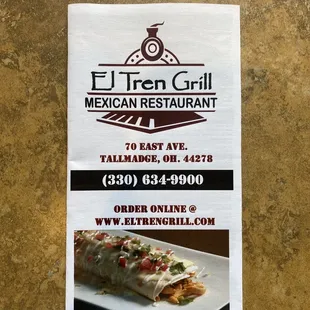 a menu for a mexican restaurant