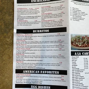 a menu for a mexican restaurant