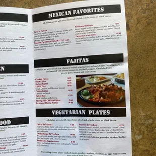 a mexican menu
