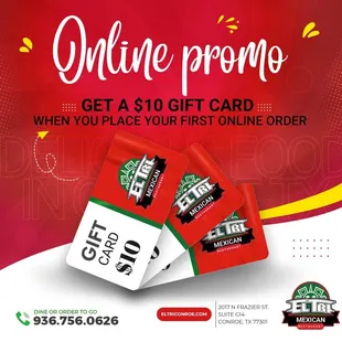 Get $10 Gift Card with your First Online Order