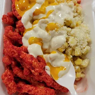 Hot cheetos elote