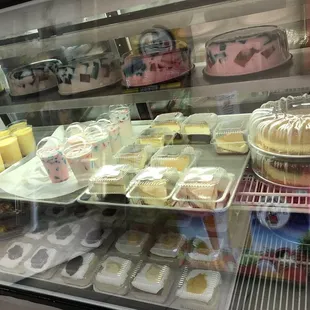 Dessert display case. There was another large display case of various breads