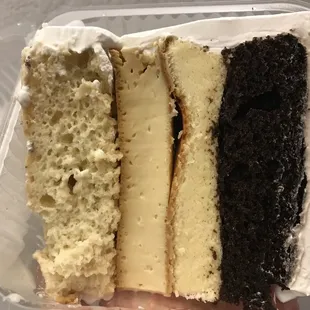 4-in-1 cake (tres leches, flan, cheesecake, chocolate cake covered in whipped cream)