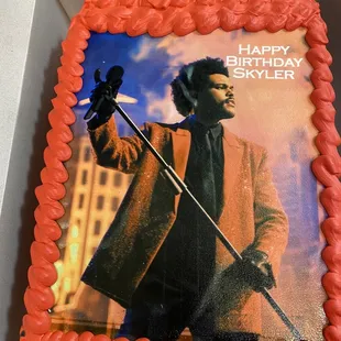 Custom THE WEEKND cake we had made. It was perfect!