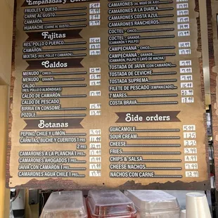 Updated menu w/ prices 2024